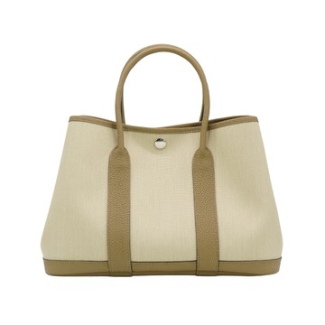Hermes 展示品 Garden Party 30 帆布手提花園包(S2風衣灰/米白)