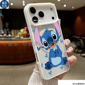 卡通史迪仔磁吸透明手機殼 iPhone 17 16 15 14 13 12 11 Pro Max XR 8p i7保護殼