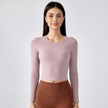 【紐約精品】現貨+預購 瑜珈服彈力長袖上衣秋冬跑步健身服裸感親膚秋冬女裝-修身露背女運動服5色n1mi21