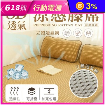 【夢之語】加厚3D彈力透氣涼感藤蓆 (單人/雙人/加大) 涼蓆 枕頭套