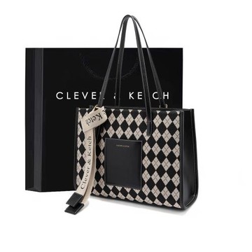 Clever&Ketch小眾設計包包2025新款棋盤格大容量托特包單肩通勤包