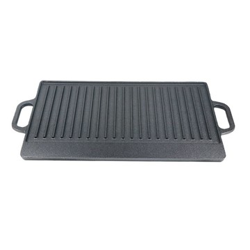 戶外鍋具鑄鐵烤盤烤板烤架野炊工具燒烤用具兩面用烤肉盤203 BBQ「限時特惠」