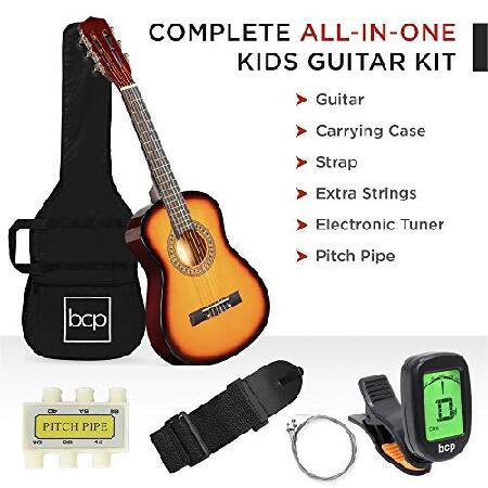 Best Choice Products 30in Kids Acoustic Guitar Beginner Starter Kit with Electric Tuner, Strap, Case, Strings, Capo- Sunburst