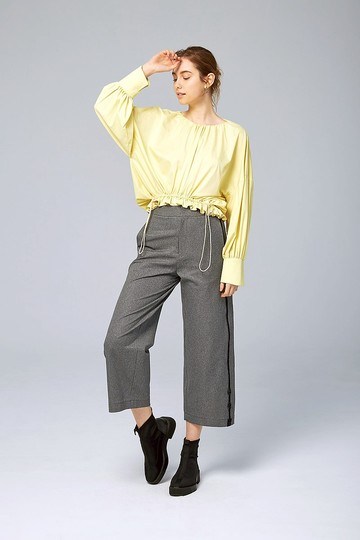 運動感抽繩襯衫_黃 (20S1TP01)