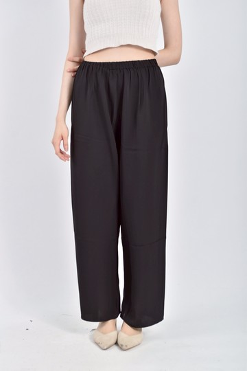 加購優惠(XL) the madre高腰質感鬆緊腰黑色長褲