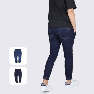 微破壞牛仔彈力束口褲－兩色