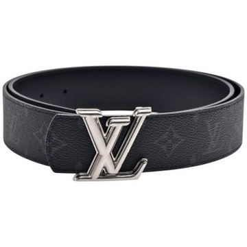 LV M8846T Dimension 40經典Eclipse帆布銀釦雙面腰帶/皮帶(石墨色-90CM)