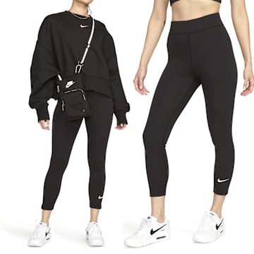 Nike NSW Classics 女款 黑色 高腰 小勾 彈性 厚實 九分 內搭褲 緊身褲 DV7790-010