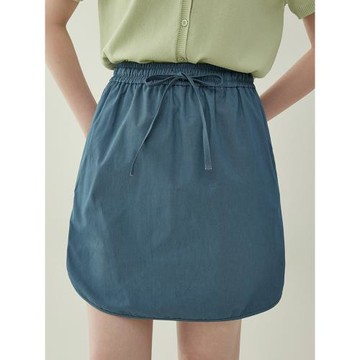 「北島AMUU原創」日系純色高腰a字短裙女夏松緊腰抽繩休閑半身裙