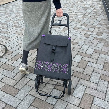 日本cocoro Floris 防潑水刺繡保溫保冷摺疊購物車-25L