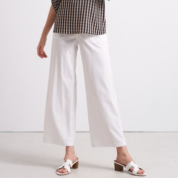 CLL巧玲瓏 造型多工口袋竹節紗寬褲(白色) 7011919