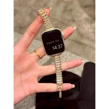 【台灣出貨】春夏新款 適用 APPLE WATCH 雙排鑲鑽 手鏈錶帶S11 S10 Ultra 46mm 女士錶帶