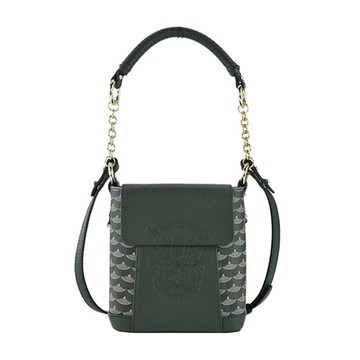 Faure Le Page Boho 15 經典龍鱗紋翻蓋拼接兩用包-小/綠