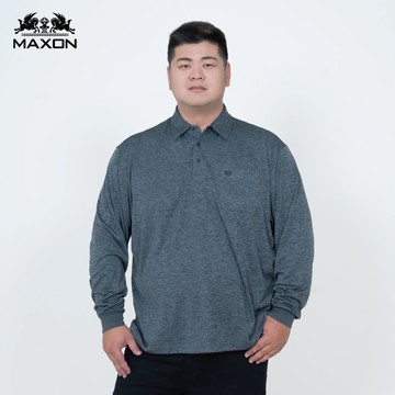 【MAXON大尺碼】台灣製/麻灰襯衫領吸排薄長袖POLO衫XL-5L 83804-85，83805-85