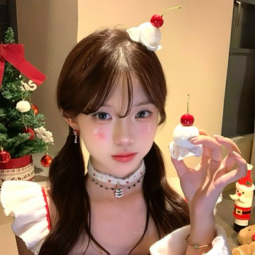 聖誕節頭飾敲可愛櫻桃奶油小蛋糕發夾女氛圍感裝飾發卡夾子發飾品【淘夢屋】