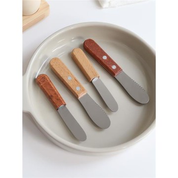 復古木柄果醬刀奶油抹刀不銹鋼牛油刀早餐奶酪刀烘焙工具黃油抹刀
