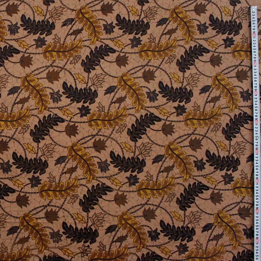 バティック 生地 インドネシア ジャワ更紗 植物のモチーフ パターン３ イエロー