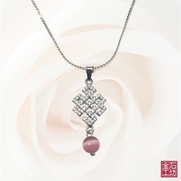 【金石工坊】氣質典雅貓眼石閃鑽項鍊