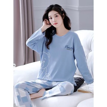 2026年春秋新款純棉睡衣女長袖長褲柔軟家居服可外穿休閑女士套裝