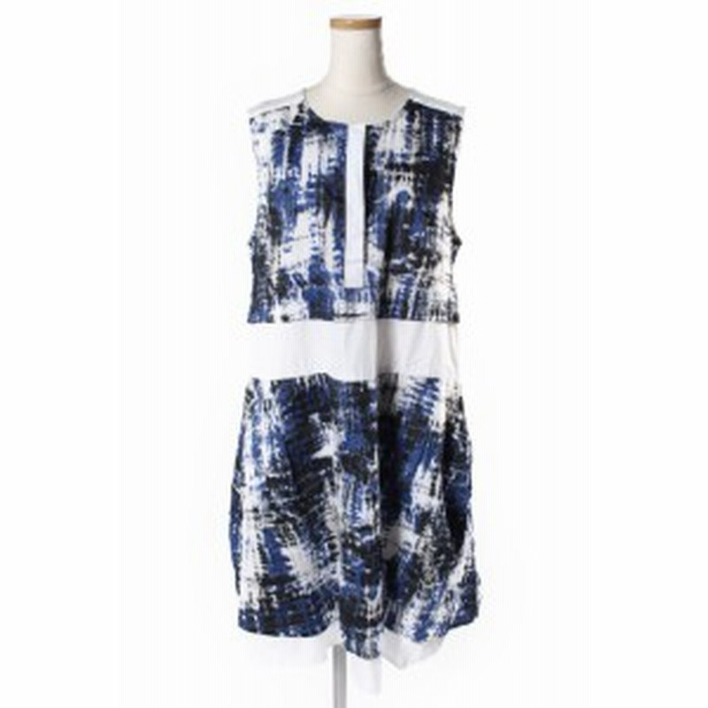 中古 シーニューヨーク Sea New York ワンピース ノースリーブ ひざ丈 総柄 シワ加工 比翼 2 青 ブルー Y0509 通販 Lineポイント最大1 0 Get Lineショッピング