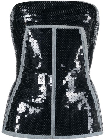 Rick Owens - sequin-embellished bustier top - women - Cotton/Elastomultiester/Rubber/Polyamide/Spandex/Elastane - 42 - Black
