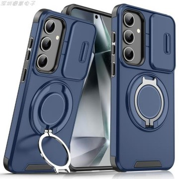 適用三星s21Ultra滑蓋推窗鏡頭全包手機殼s21防滑鎧甲金屬支架彩色磨砂硅膠防摔保護套Magsafe磁吸充電