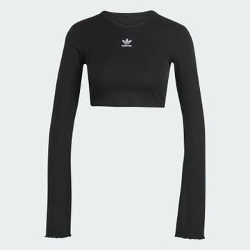 Adidas 愛迪達 Ess Long Sleeve KE1089 女 長袖上衣 休閒長袖 黑 亞版 短版