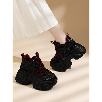 高幫老爹鞋女2024秋冬新款厚底松糕百搭小個子內增高休閑運動鞋潮