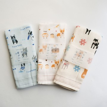 日本 kontex 100%純棉多功能日本棉紗長巾 (狗狗） - 法鬥