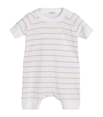 Brunello Cucinelli Kids Cotton Stripe Bernie Playsuit