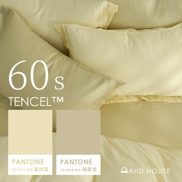AnD House 天絲60支-蘊蜜金 ✖ 蜜緗黃 雙色配-床包被套組｜安庭家居 素色 混搭