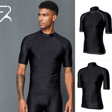 比基尼妮，M-4L鯊魚男泳衣短袖有加大浮潛衣(多色)