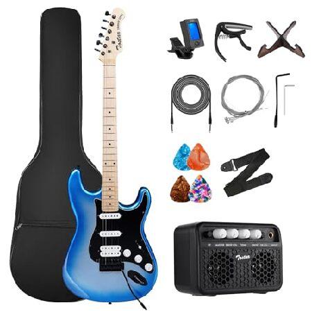 39” Professional Solid Body Electric Guitar Kit, Right Guitar Electric, HSS Pickup with Coil Split, Amp, Straps, 4*Guitar Picks, 6*String Set, Tuner,