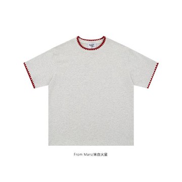 From Mars 有點過分 日系休閑復古街頭情侶創意設計感寬松短袖T恤