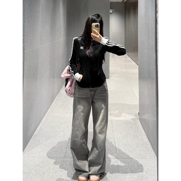 【林木木】牛仔直筒褲 韓版牛仔褲 落地牛仔褲 彈力褲 女生長褲 寬鬆牛仔褲 修身 九分褲 高腰顯瘦長褲 休閒長褲