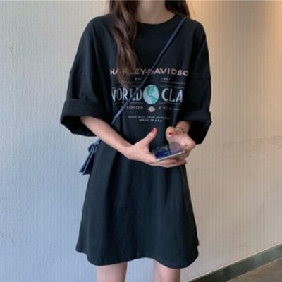 オシャレ 半袖 オーバーサイズ シャツ ワンピース r400