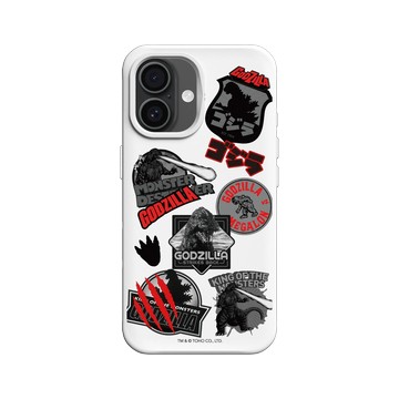 iPhone 16 SolidX 白 - 哥吉拉 Godzilla - 經典黑紅怪獸圖鑑