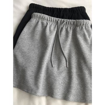 美式休閑風/半身裙帶防走光安全褲！百搭松緊腰純色寬松運動裙夏