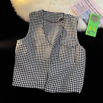 潮流ins韓版千鳥格馬甲外套男小香風氣質痞帥高級感坎肩無袖馬甲