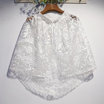 新款超仙春秋套頭立領蕾絲披肩百搭時尚短款小外套斗篷坎肩披風女