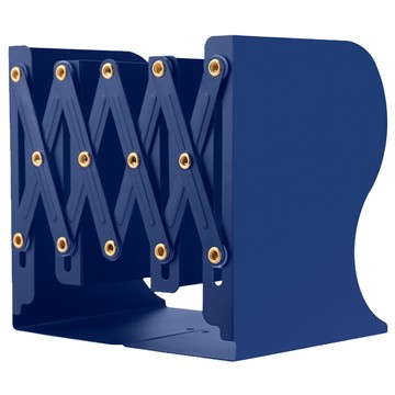 收納部屋 無印風鐵藝伸縮書架 深藍色 1層 可伸縮書擋 書立架  15 x 10~50 x 19cm