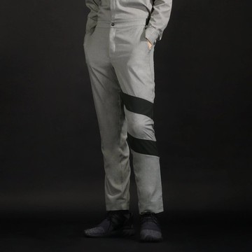 斜條造型西裝褲