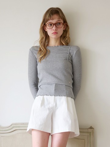 Puri 疊層長袖T恤_ 灰色