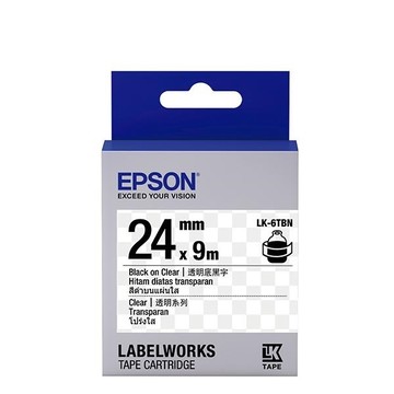 EPSON LK-6TBN 原廠標籤帶 (透明24mm )透明黑 C53S656406