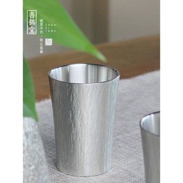 善錫堂純錫酒杯二兩杯輕奢風白酒紅酒杯啤酒杯高端手工錘紋家用