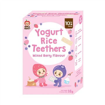Apple Monkey 愛啵寶寶 優格糙米 牙牙餅 綜合莓果 4g*8 (APM006)