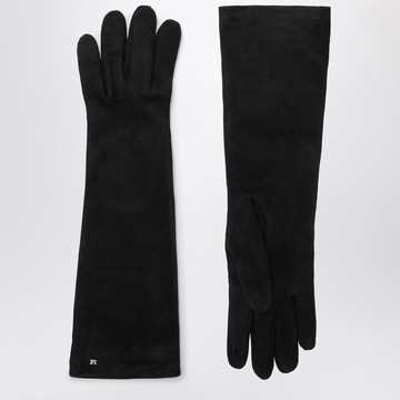 Long black suede nappa gloves