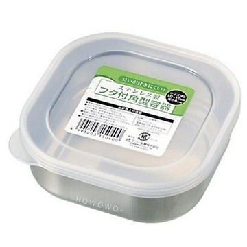 【出清品】70-5_echo 日本食物不銹鋼保存盒 PP蓋 10cm 正方淺型, 1個
