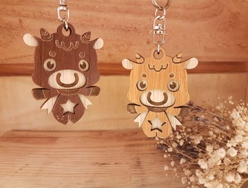 【教師節禮物】木頭方程式 木雕星座吊飾─金牛座鑰匙圈