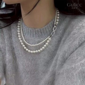 〔快速出貨〕【Gulicc】雙層疊戴 優雅珍珠項鍊